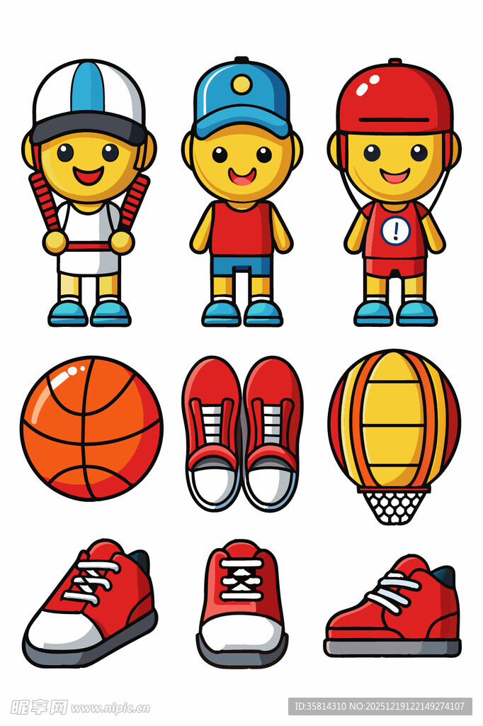 儿童运动装备与卡通形象
