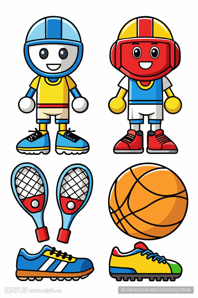卡通运动角色与运动装备