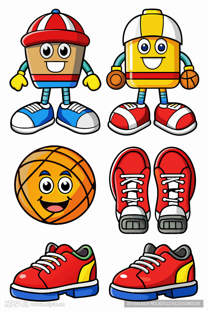 卡通运动角色与装备