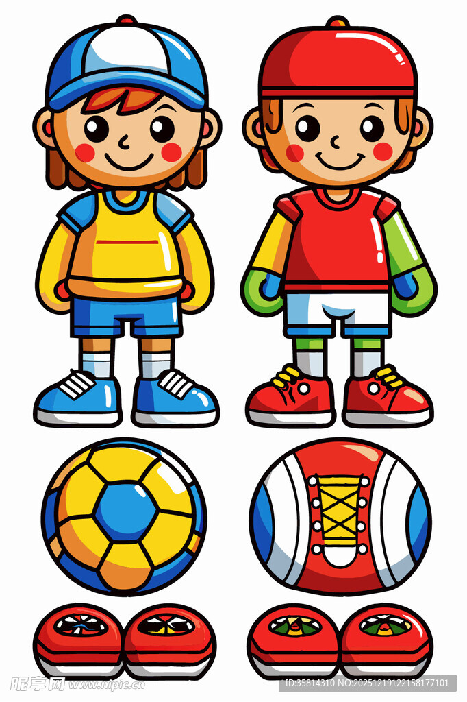 儿童运动形象与球类装备