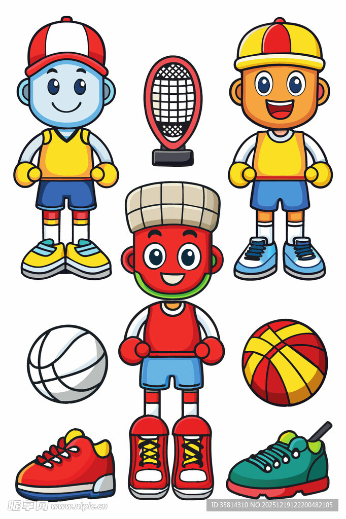 卡通运动角色与装备