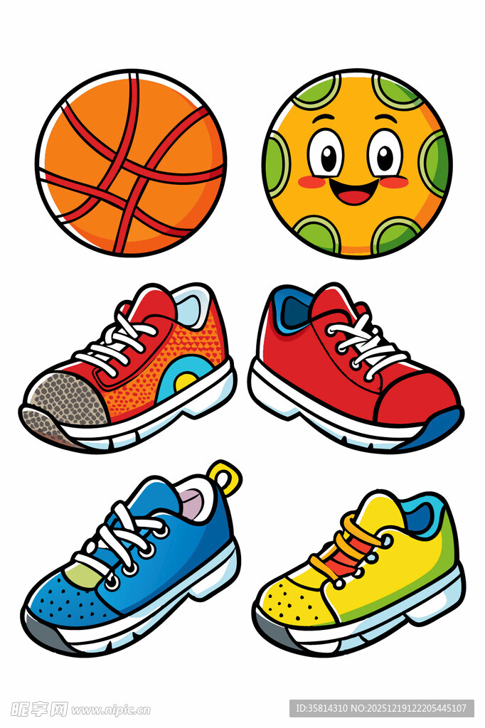多彩篮球鞋与篮球组合