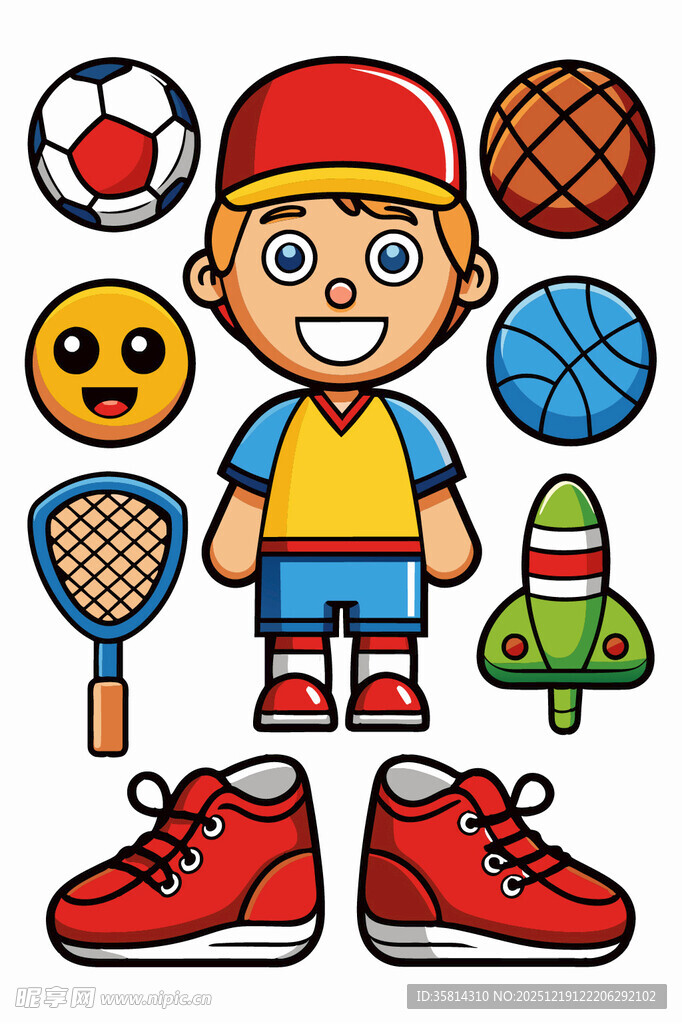活力少年与多样运动装备