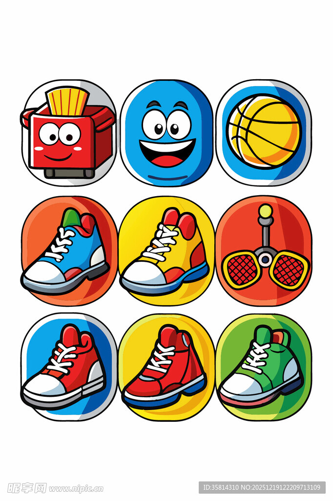 多彩卡通鞋类及物品图标