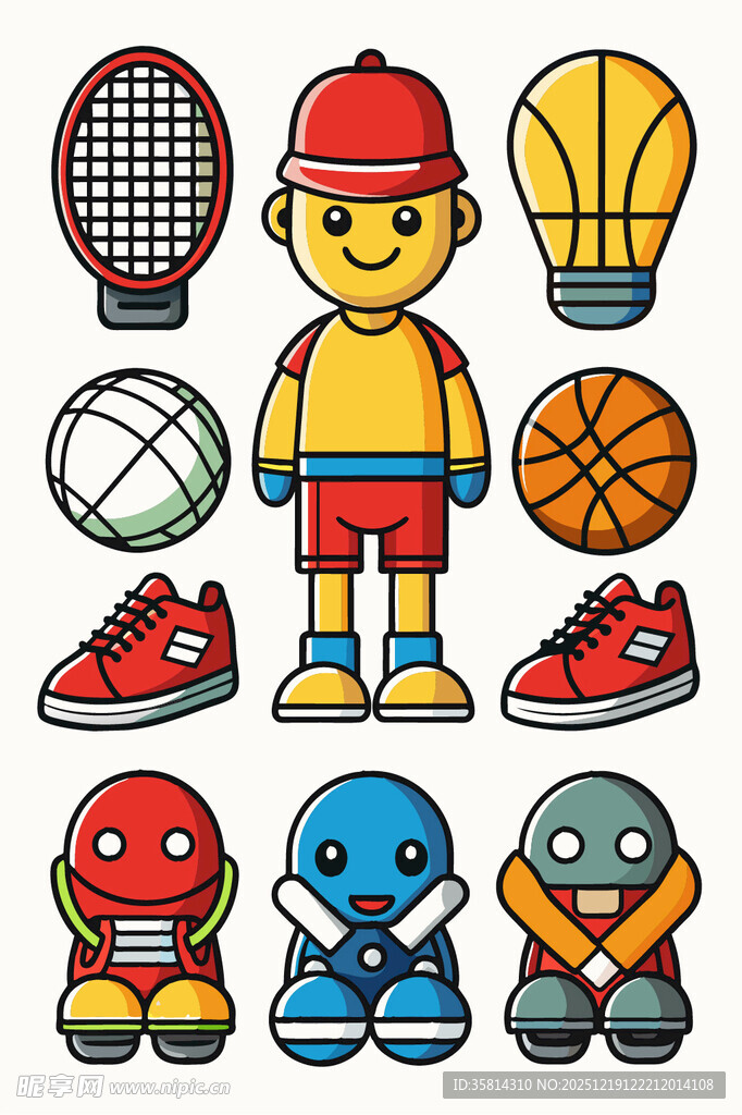 卡通运动元素与角色集合
