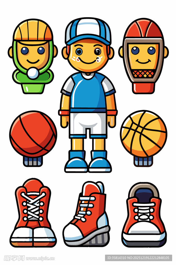 卡通运动人物与装备集合