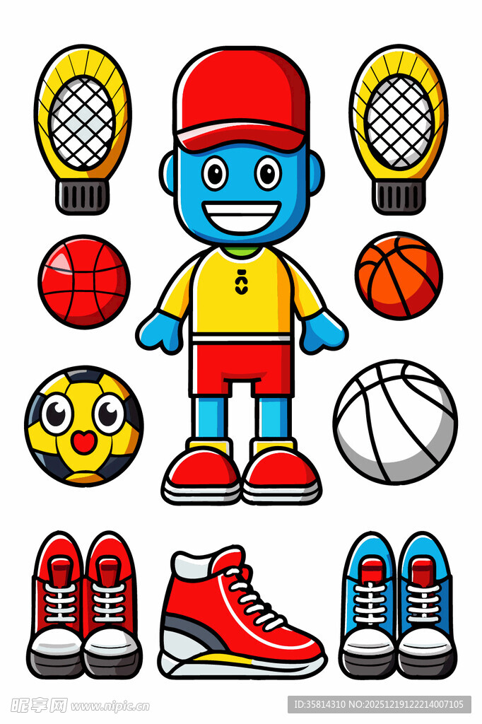 卡通人物与运动装备