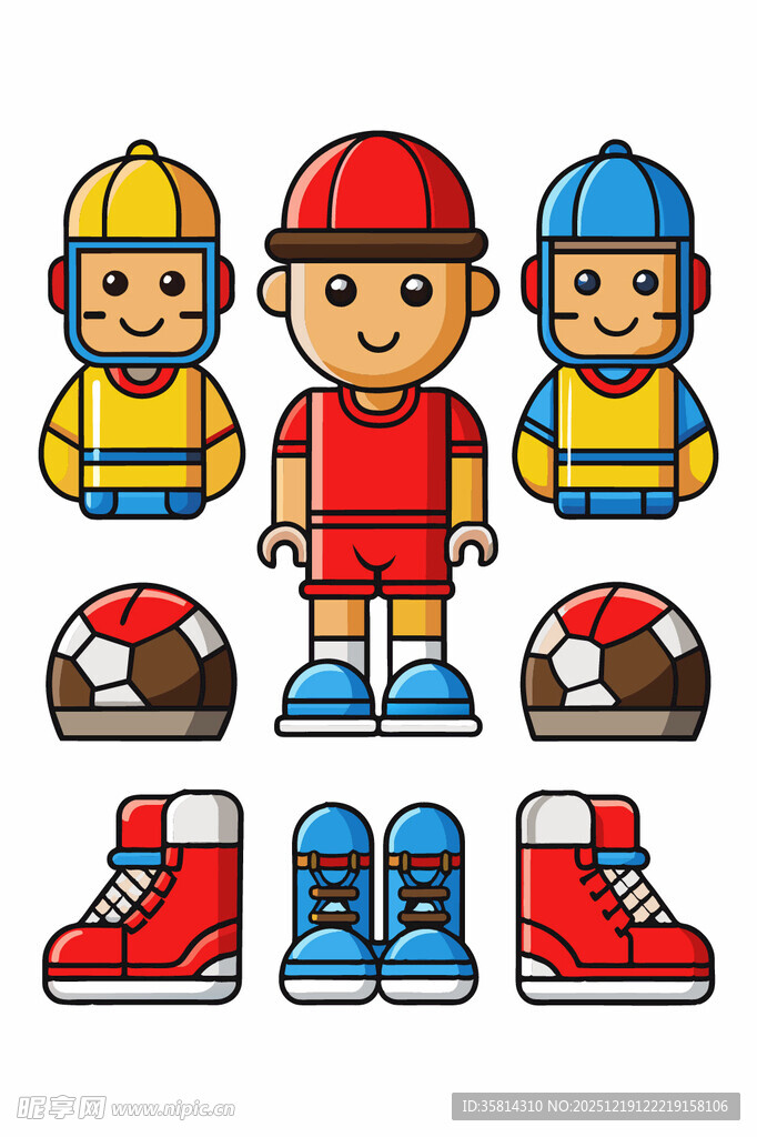 卡通运动员及装备展示