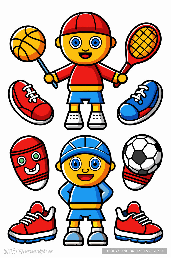 卡通儿童与运动装备