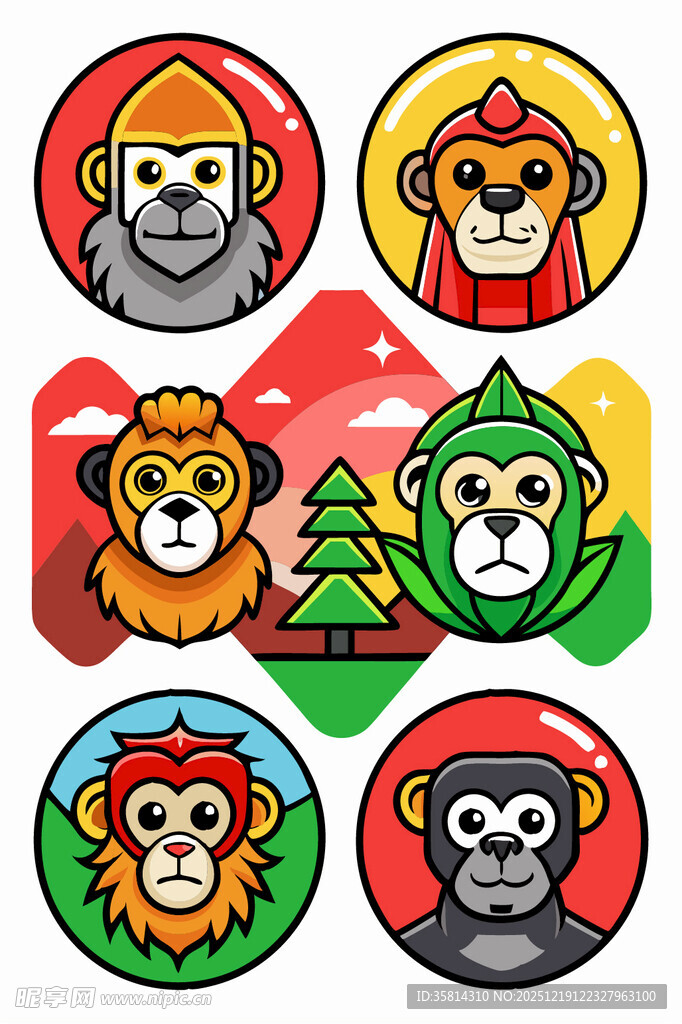 多彩动物头像图标集合