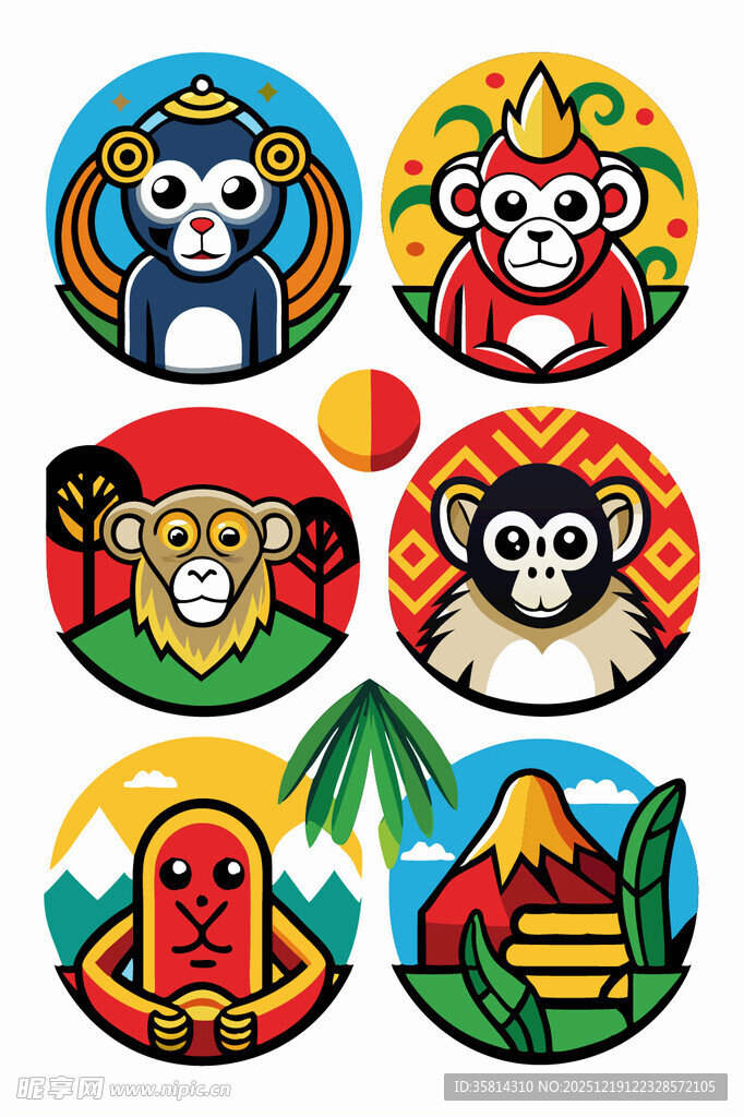 多彩动物主题卡通图案