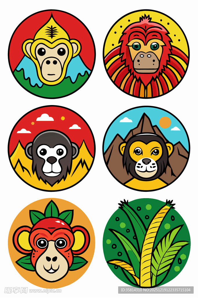 多彩动物头像图标集合