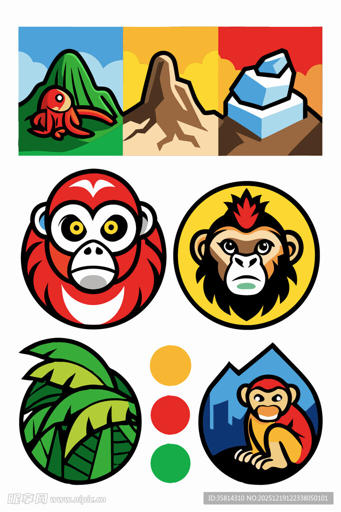猴子主题图标设计素材