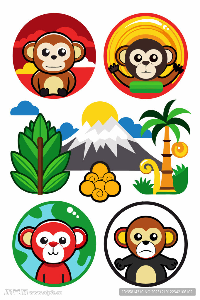 猴子主题可爱图标集合