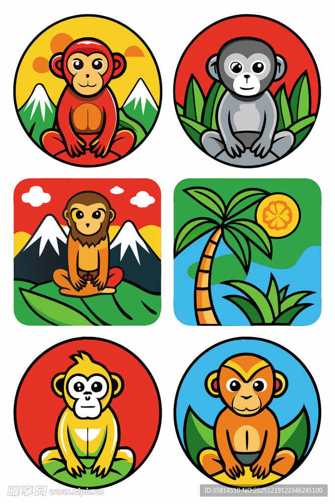 可爱动物卡通图案集合