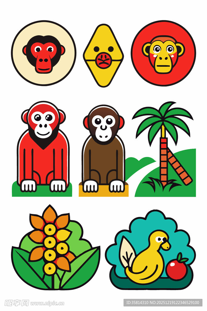 动物与植物图标集合