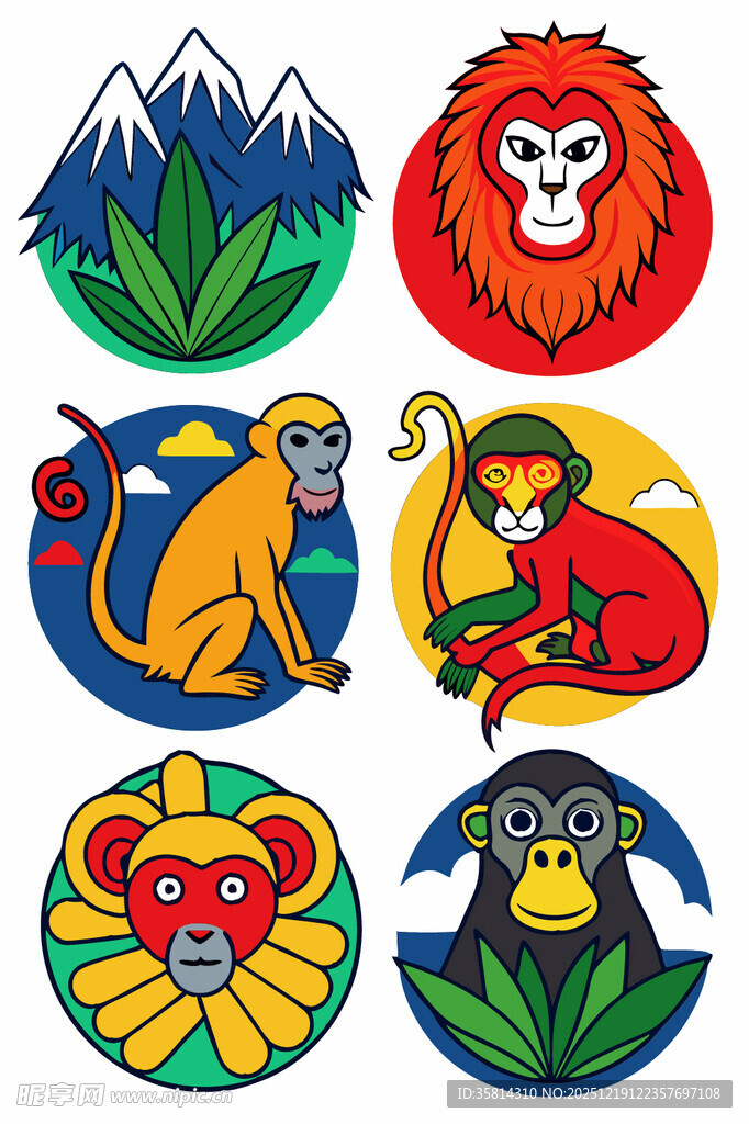 多彩动物图案设计元素