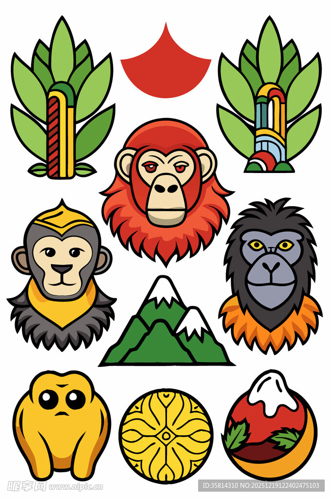 日本元素卡通图标集合