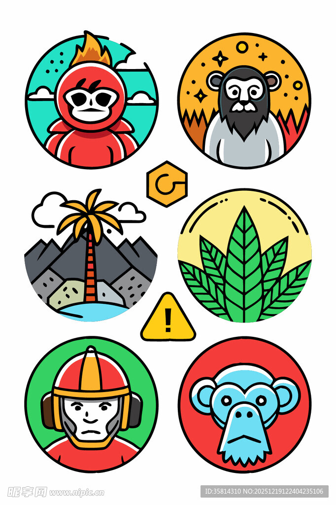 多彩卡通动物与人物图标