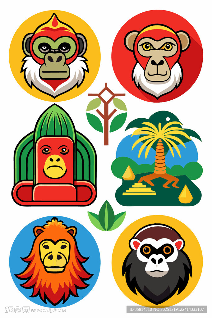 多彩动物头像图标集合