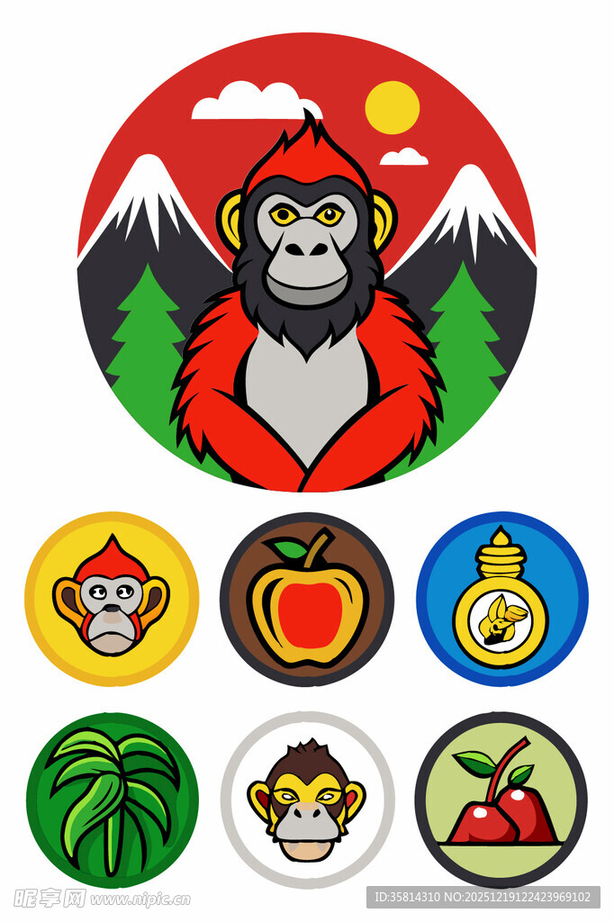 猩猩主题图标集合
