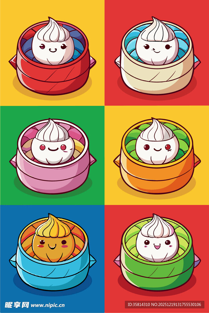 可爱猫咪与美食插画