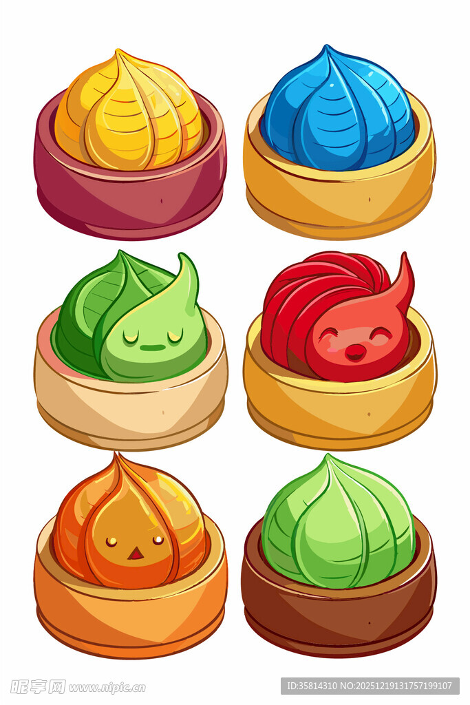 多彩美味点心堆叠展示