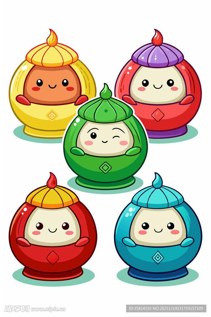 可爱多彩卡通不倒翁形象