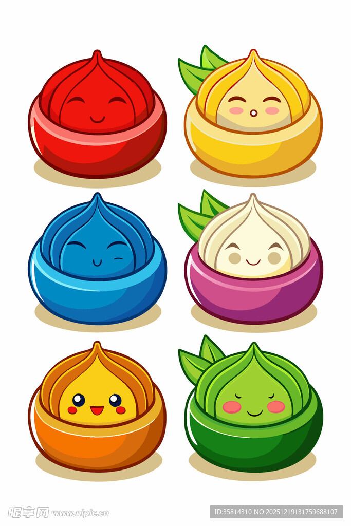 可爱多彩卡通包子集合