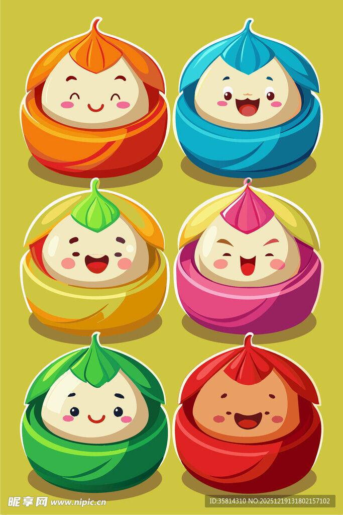 可爱多彩卡通包子形象