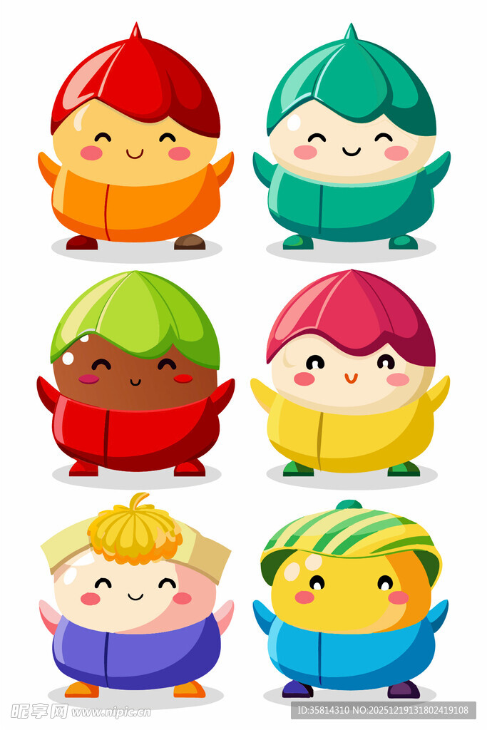 可爱多彩拟人水果插画