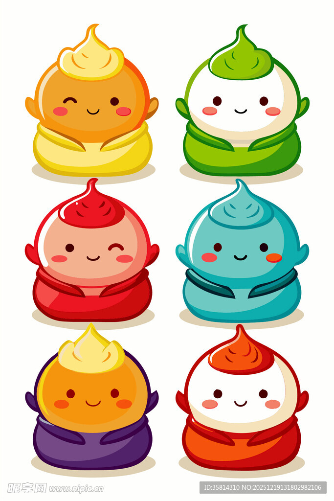 可爱多彩卡通包子形象