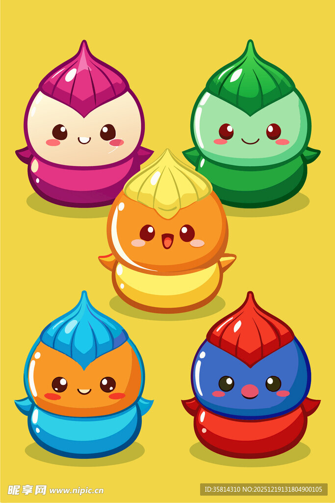 可爱多彩卡通包子形象