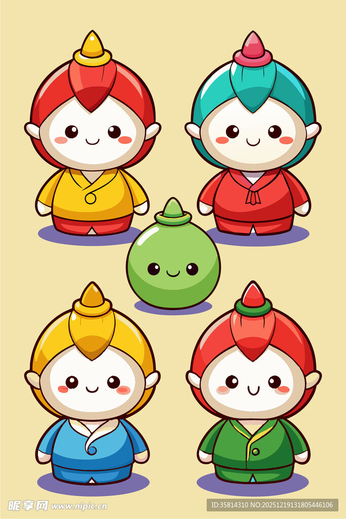 可爱卡通小和尚与青蛙形象