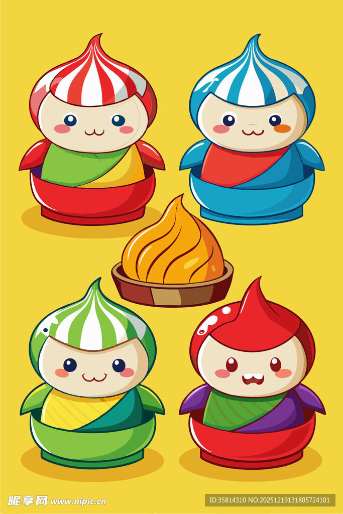 可爱卡通小精灵与火焰