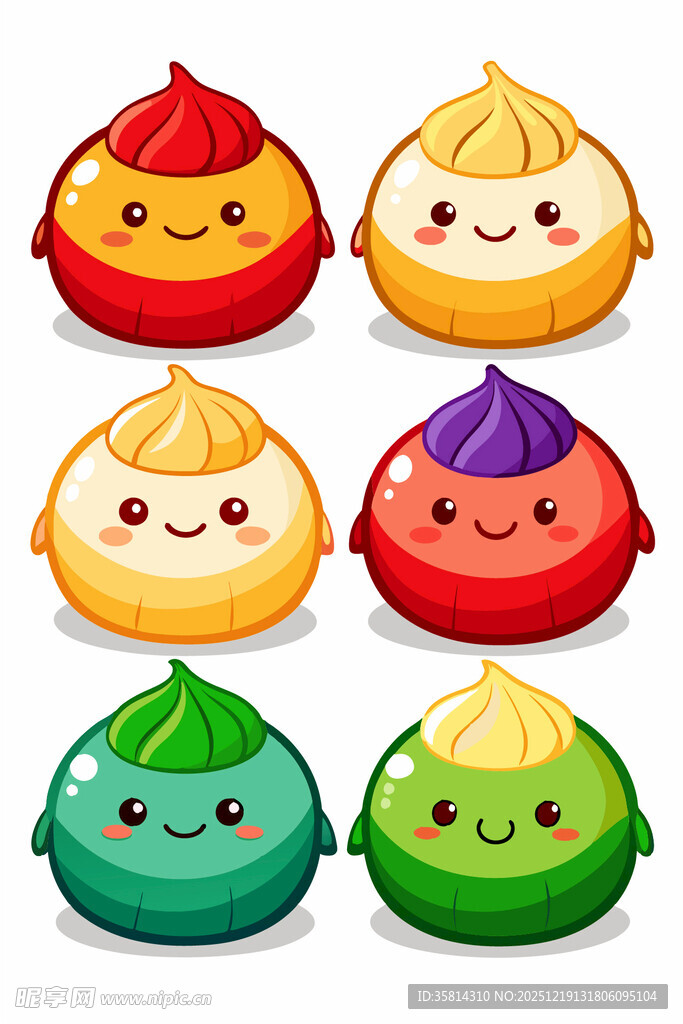 可爱多彩卡通包子形象