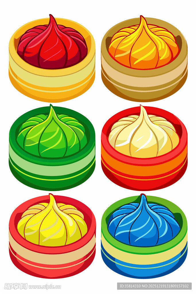 多彩蒸笼里的美味包子