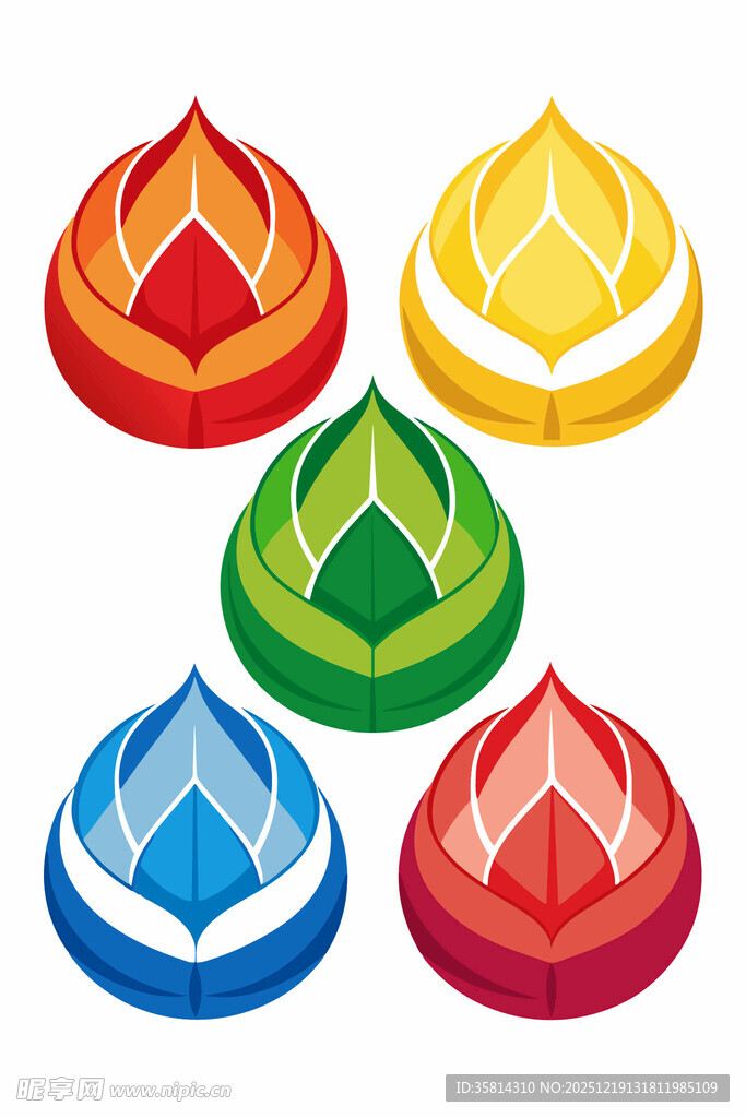 多彩莲花形状图标设计