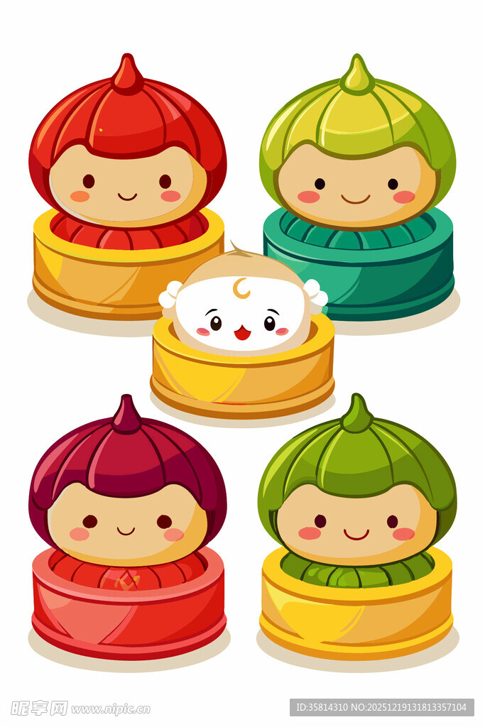 可爱中式风叠叠乐玩偶