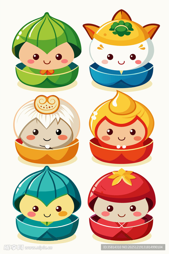 可爱中式点心拟人卡通形象