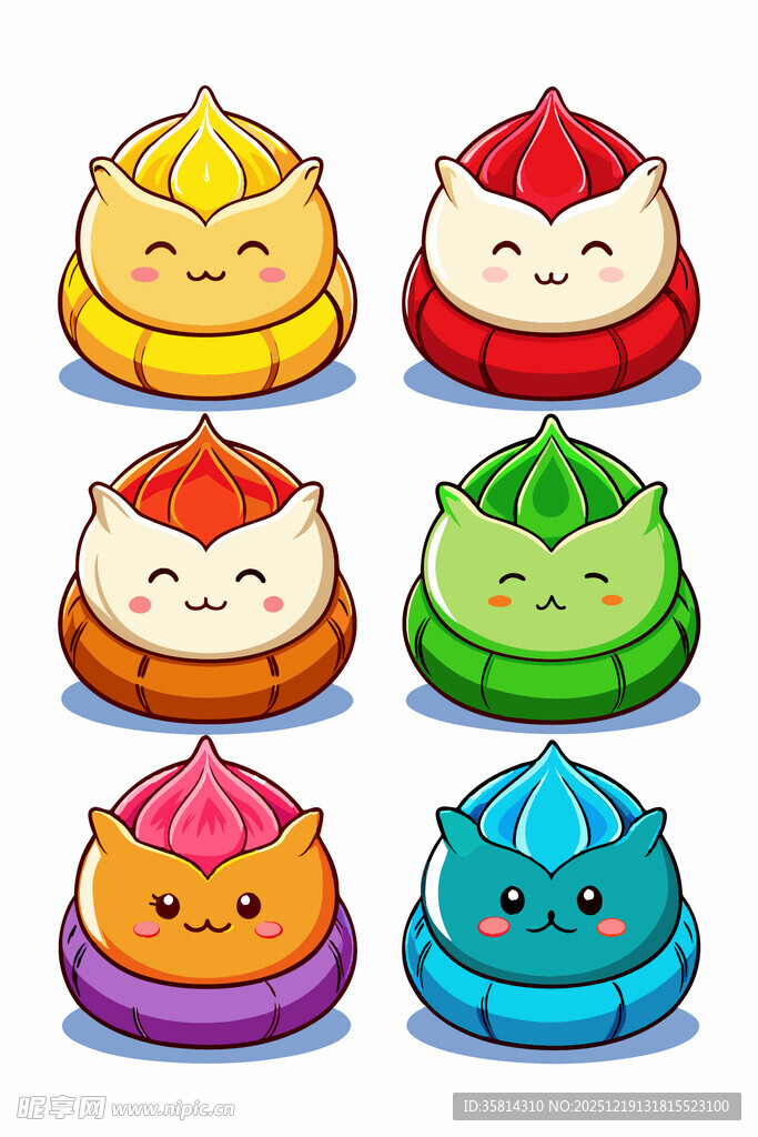 可爱多彩卡通包子形象