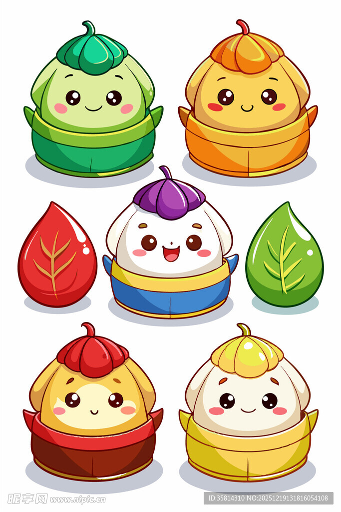 可爱卡通中式点心集合
