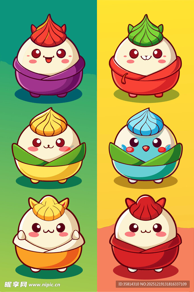 可爱龙形卡通包子形象