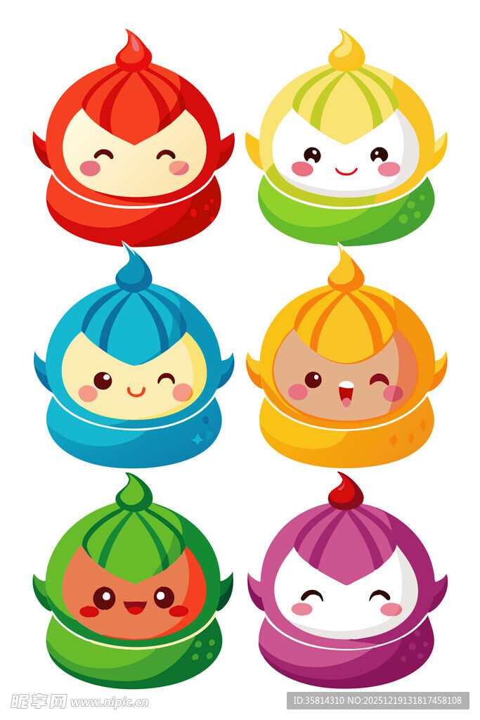 可爱多彩卡通包子形象