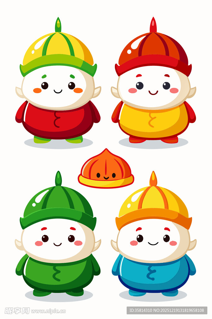 可爱清朝官帽卡通人物形象