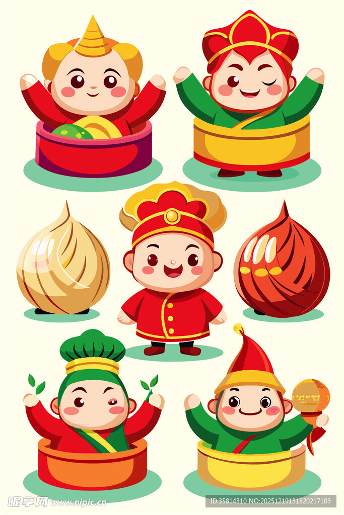 可爱中式卡通美食角色