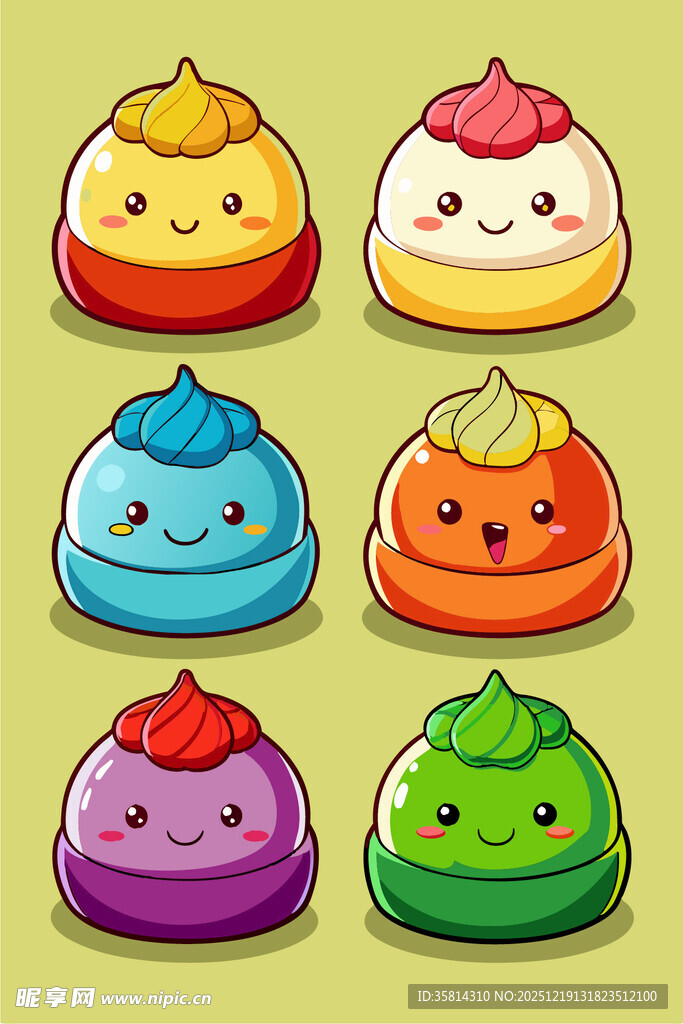 可爱多彩卡通小甜点