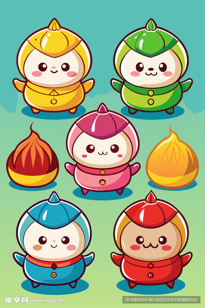 可爱卡通中式传统糕点形象