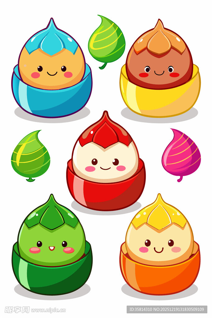 可爱多彩卡通汤圆形象