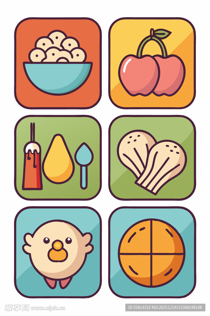 多彩食物图标集合